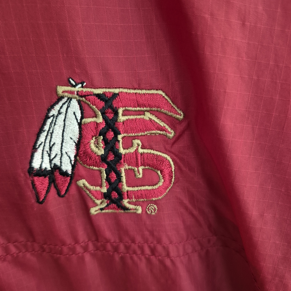 Florida State Seminoles FSU Red Logo Embroidered Windreaker Hoodie Jacket Large